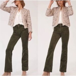 Anthropologie Pilcro The Demilune Boot corduroy pants in Olive Green